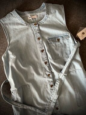 Sonoma Pale Blue Sleeveless Button-Front Utility Dress